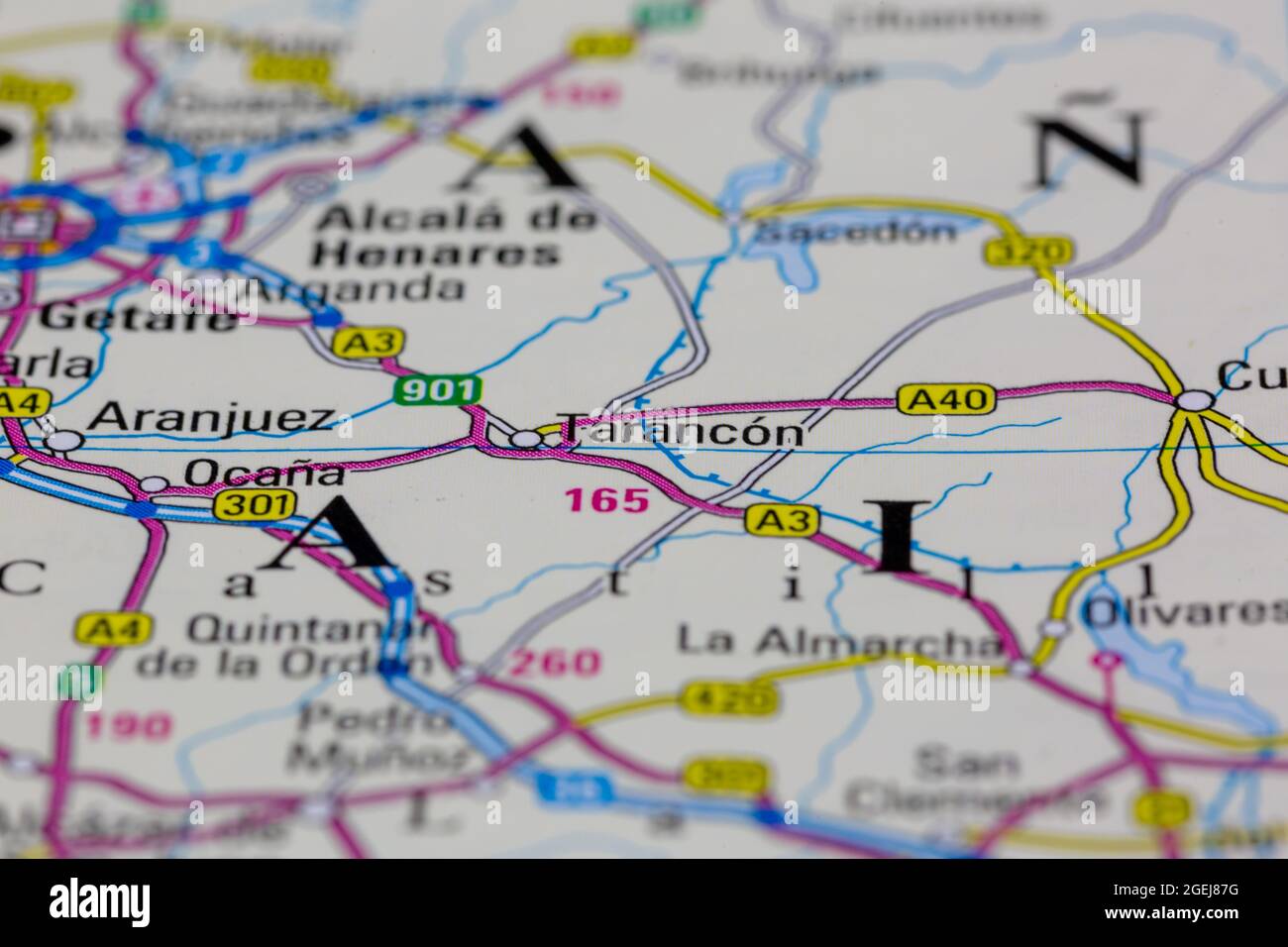 Tarancon España aparece en un mapa de carreteras o en un mapa geográfico Foto de stock