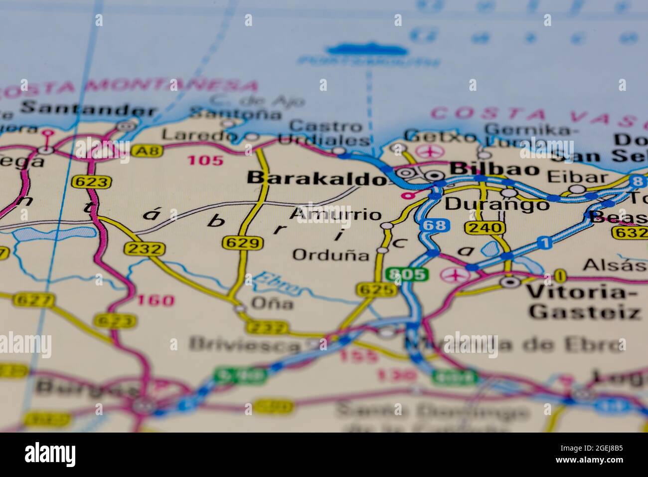 Amurrio España aparece en un mapa de carreteras o en un mapa geográfico Foto de stock