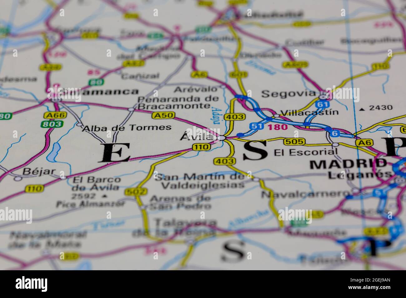 Ávila España aparece en un mapa de carreteras o en un mapa geográfico Foto de stock