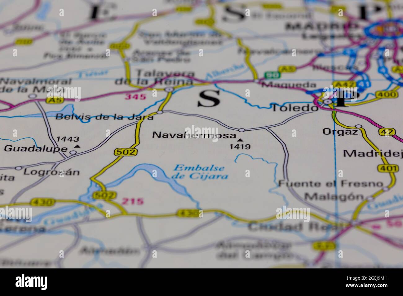 Navahermosa España se muestra en un mapa de carreteras o mapa geográfico Foto de stock