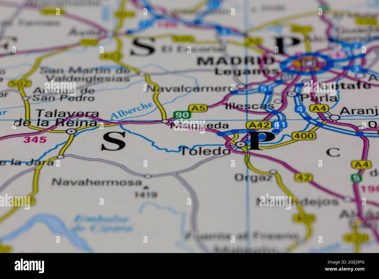 Maqueda España aparece en un mapa de carreteras o en un mapa geográfico Foto de stock