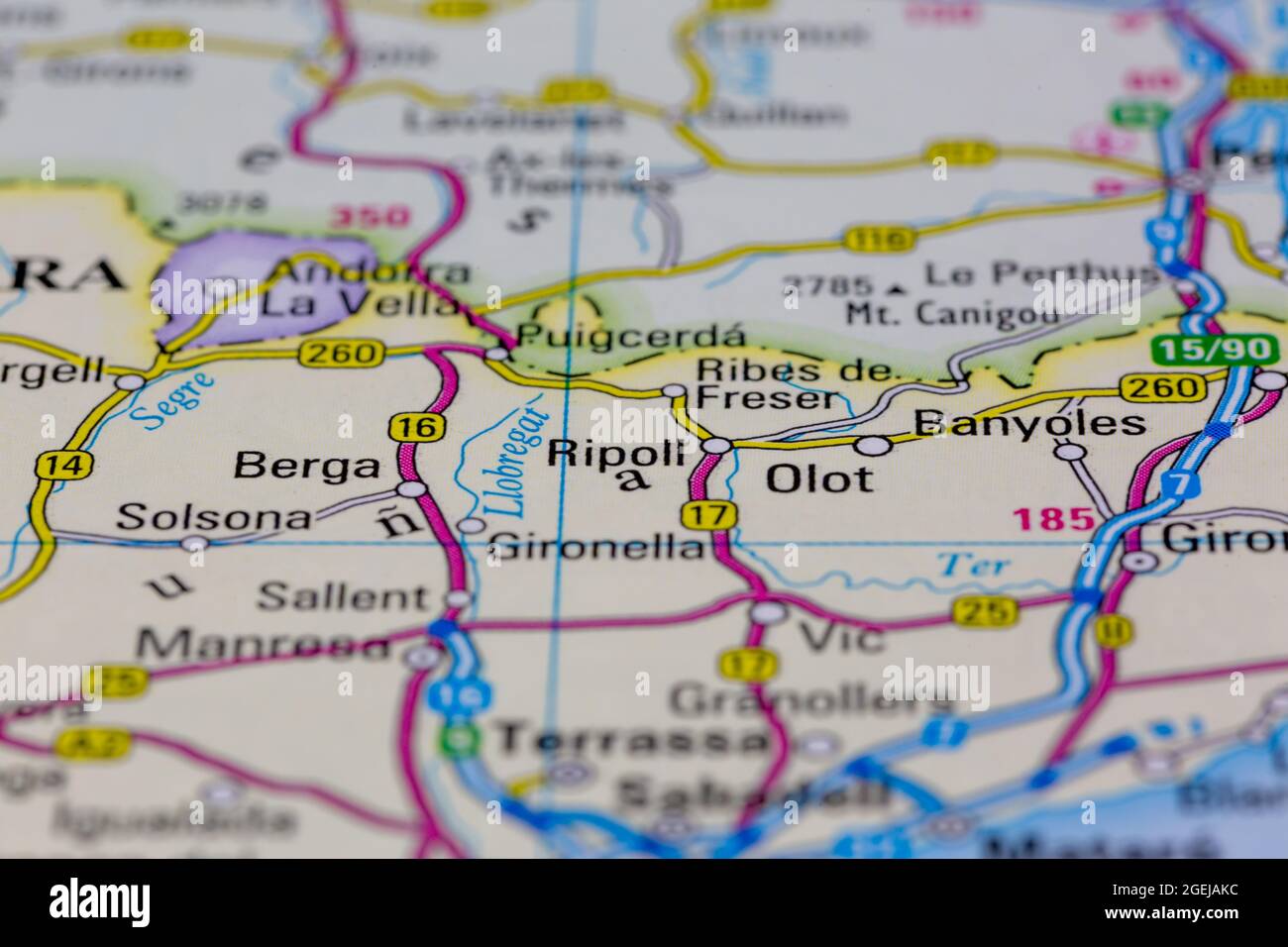 Ripoll España se muestra en un mapa de carreteras o mapa geográfico Foto de stock