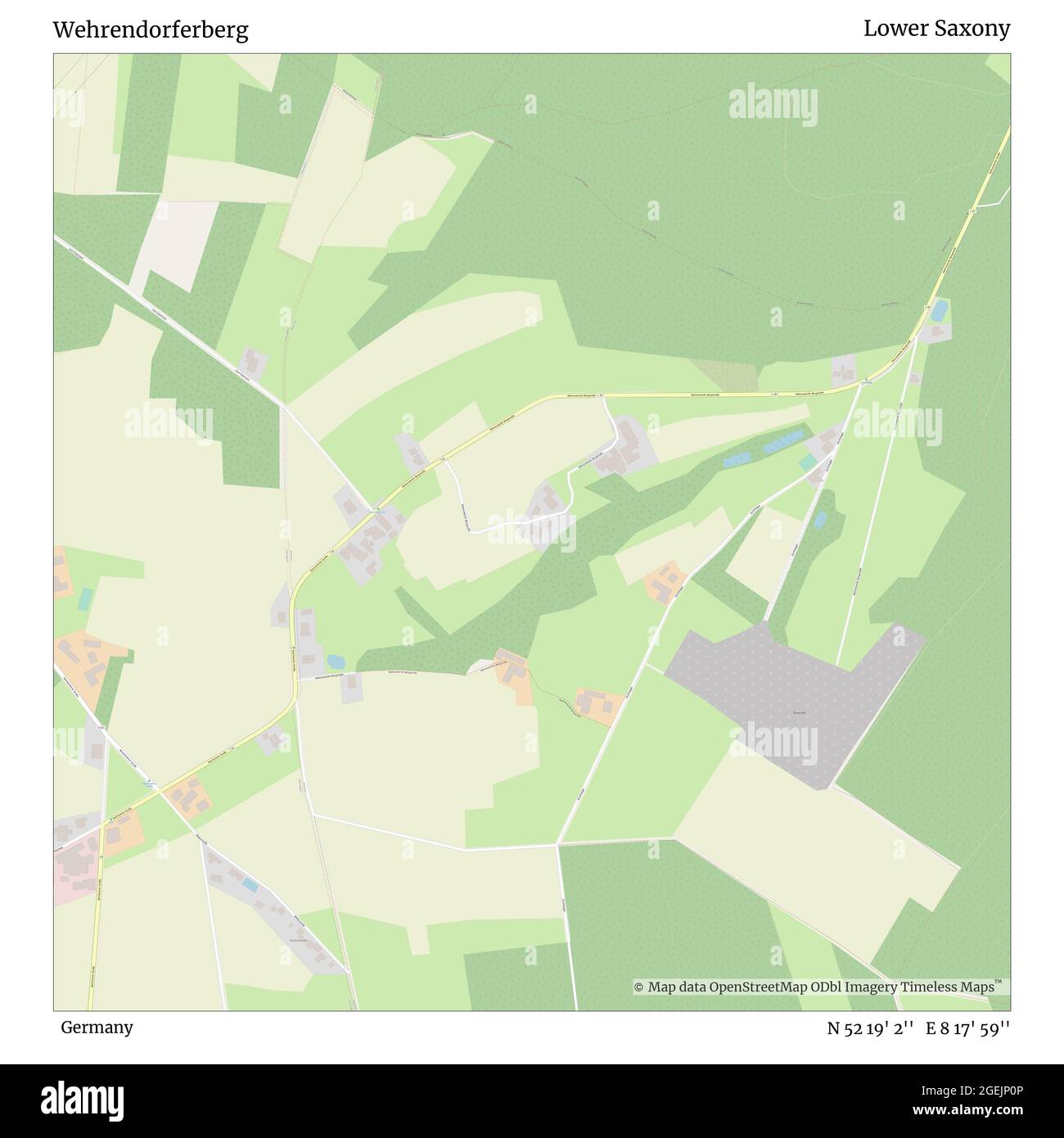 Wehrendorferberg, Alemania, Baja Sajonia, N 52 19' 2'', E 8 17' 59'', mapa, Timeless Map publicado en 2021. Viajeros, exploradores y aventureros como Florence Nightingale, David Livingstone, Ernest Shackleton, Lewis y Clark y Sherlock Holmes se basaron en mapas para planificar viajes a los rincones más remotos del mundo, Timeless Maps está trazando la mayoría de los lugares del mundo, mostrando el logro de grandes sueños Foto de stock