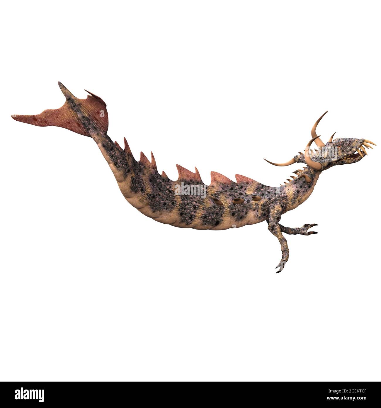 3d-ilustración de un dragón de fantasía gigante aislado con cuernos Foto de stock
