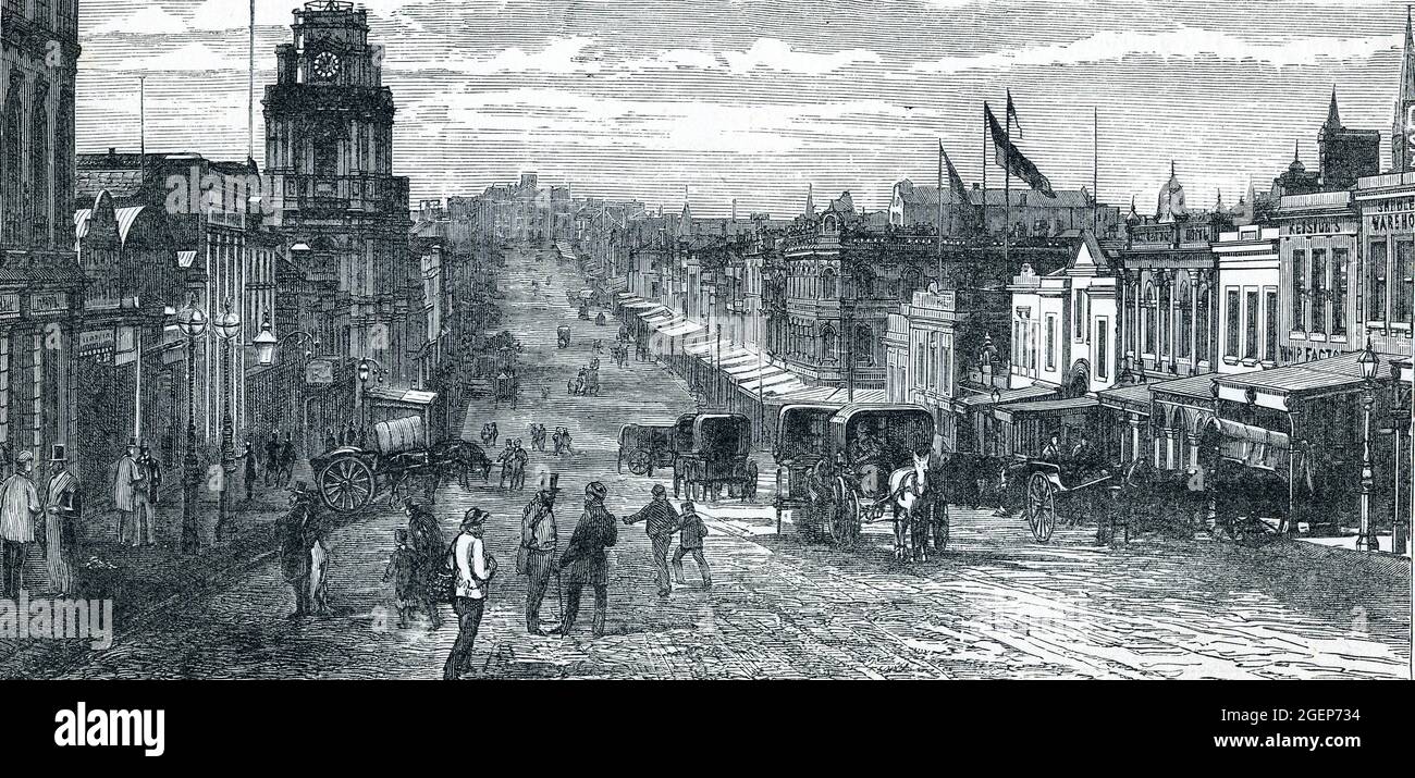 Melbourne Capital de Victoria en Australis durante 1800s Foto de stock