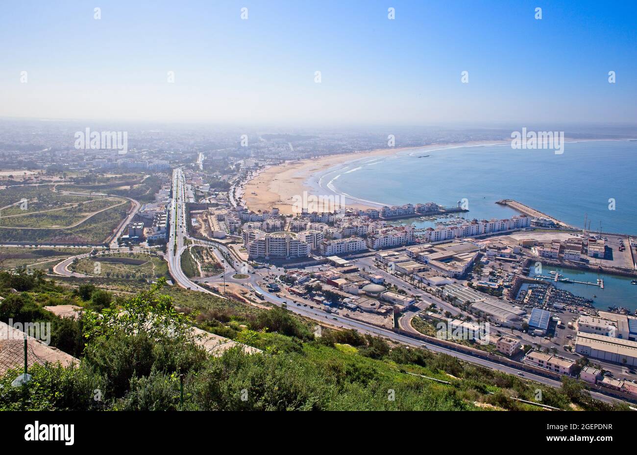 Vista de Agadir desde la antigua colina, Marruecos. Foto de stock