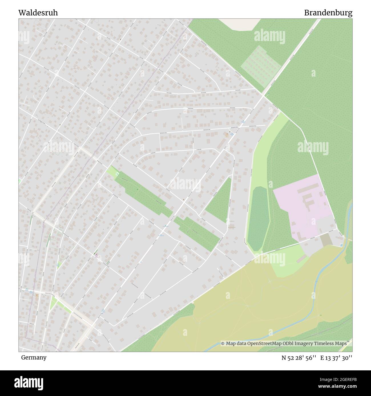 Waldesruh, Alemania, Brandeburgo, N 52 28' 56'', E 13 37' 30'', mapa, Timeless Map publicado en 2021. Viajeros, exploradores y aventureros como Florence Nightingale, David Livingstone, Ernest Shackleton, Lewis y Clark y Sherlock Holmes se basaron en mapas para planificar viajes a los rincones más remotos del mundo, Timeless Maps está trazando la mayoría de los lugares del mundo, mostrando el logro de grandes sueños Foto de stock