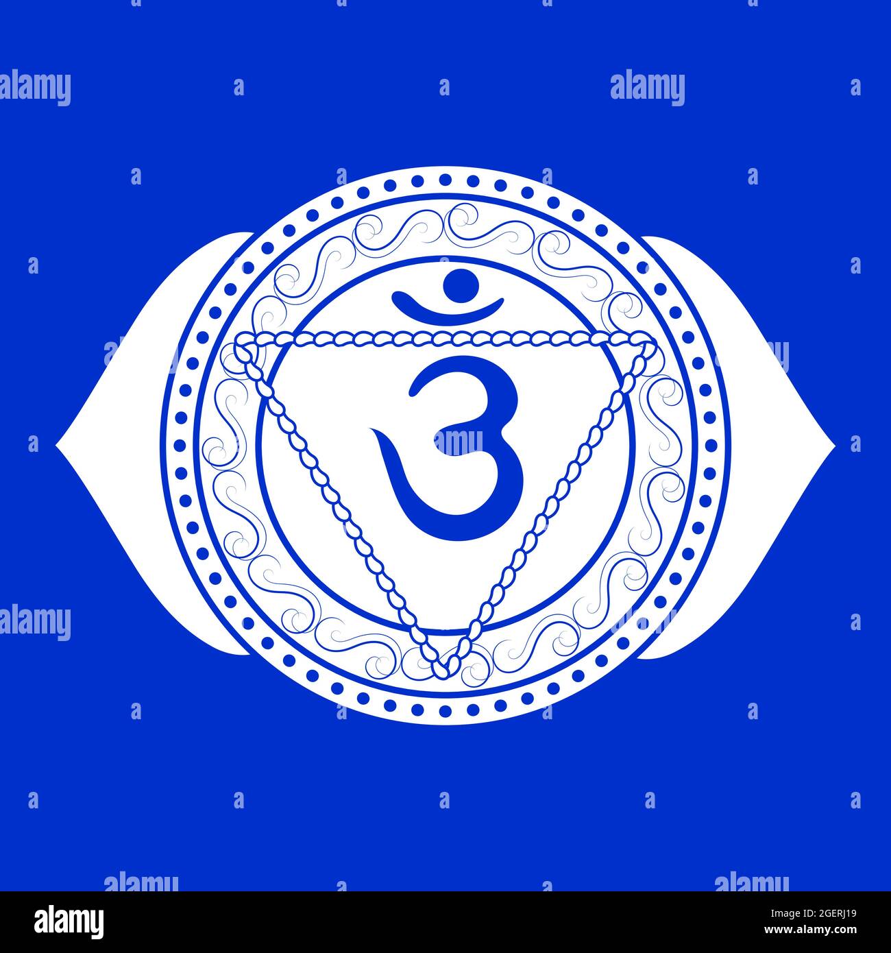 El sexto chakra es Ajna. Tercer chakra del ojo con Sánscrito hindú. El