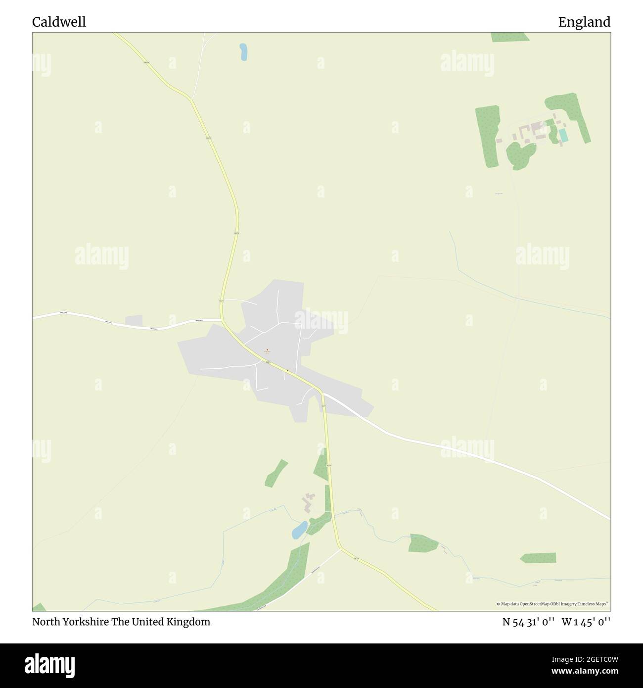 Caldwell, North Yorkshire, Reino Unido, Inglaterra, N 54 31' 0'', W 1 45' 0'', MAP, Timeless Map