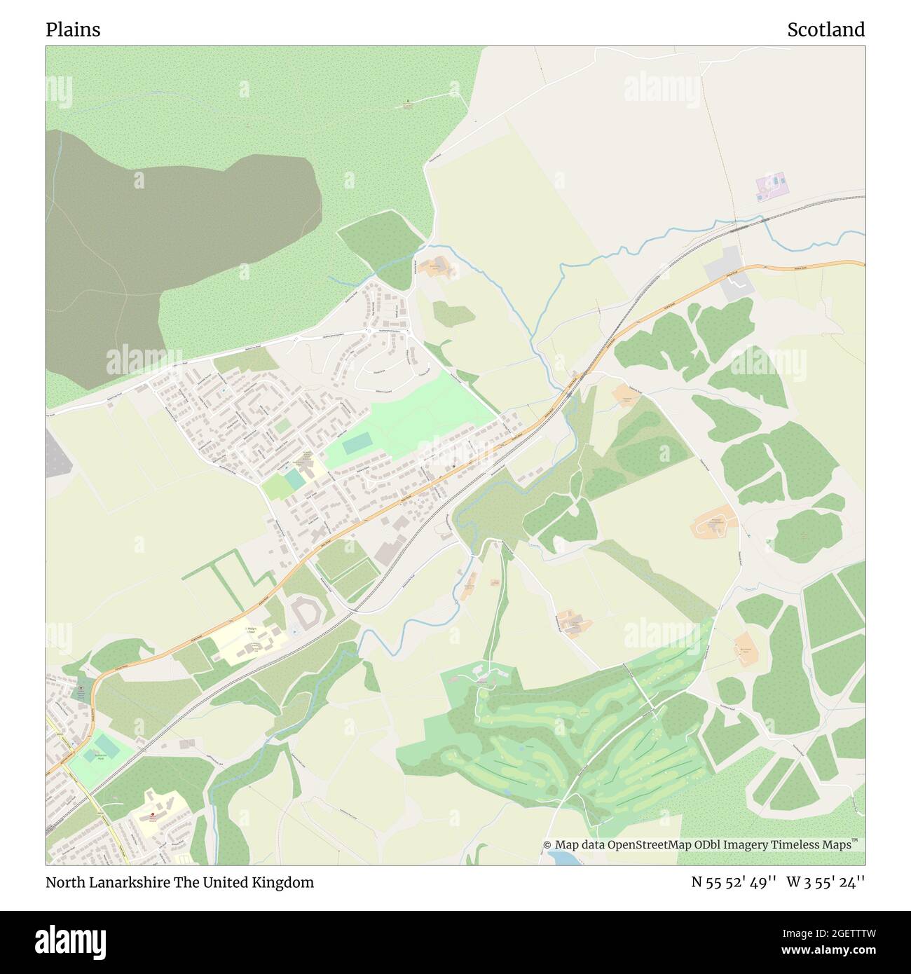 Plains, North Lanarkshire, Reino Unido, Escocia, N 55 52' 49'', W 3 55' 24'', MAP, Timeless Map publicado en 2021. Viajeros, exploradores y aventureros como Florence Nightingale, David Livingstone, Ernest Shackleton, Lewis y Clark y Sherlock Holmes se basaron en mapas para planificar viajes a los rincones más remotos del mundo, Timeless Maps está trazando la mayoría de los lugares del mundo, mostrando el logro de grandes sueños Foto de stock