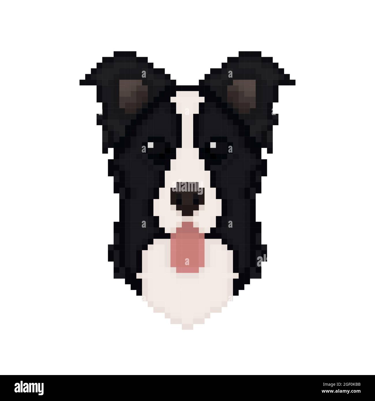 Borde Collie cabeza de perro en pixel de estilo artístico. Ilustración  vectorial Imagen Vector de stock - Alamy