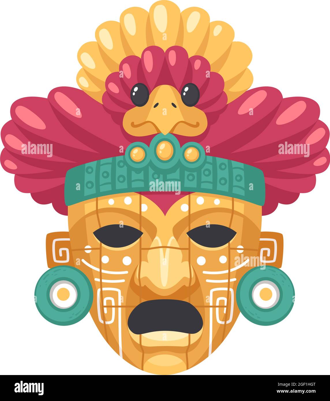 Composición de dibujos animados de la civilización maya con imagen aislada  de máscara con pájaro sobre ilustración de vectores de fondo en blanco  Imagen Vector de stock - Alamy