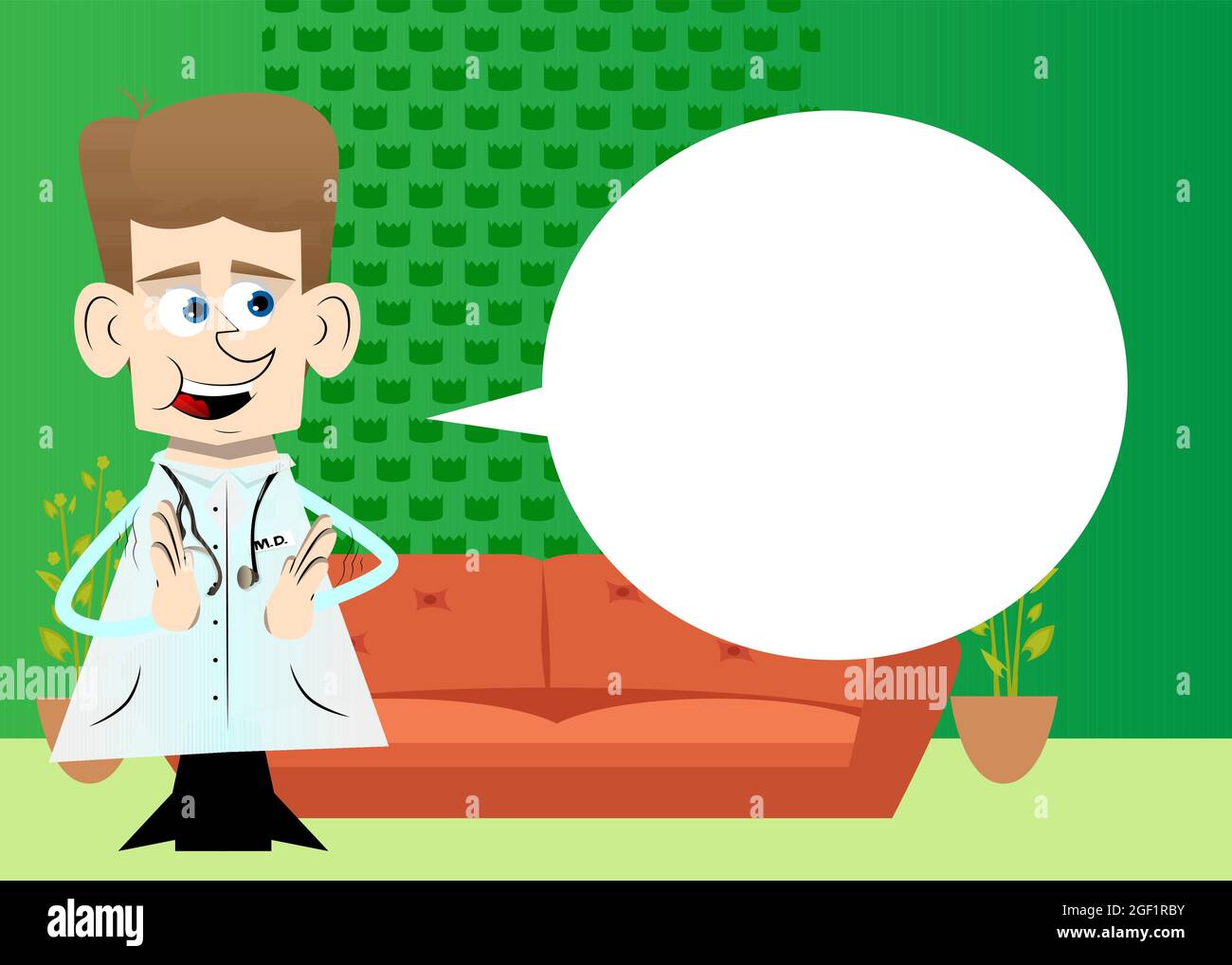 Divertido médico de dibujos animados con las manos aplaudiendo. Ilustración  vectorial Imagen Vector de stock - Alamy