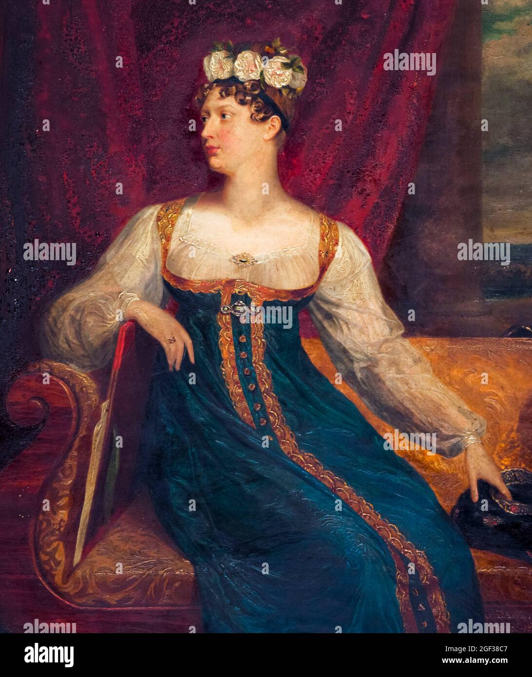 Princesa Charlotte Augusta de Gales (1796-1817), detalle, retrato de George Dawe, alrededor de 1817 Foto de stock