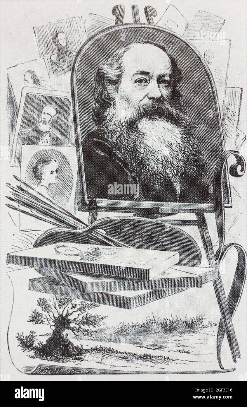 Retrato del artista Pyotr Borel. Pyotr Fyodorovich Borel (1829-1898) fue un pintor e ilustrador ruso, uno de los principales retratantes de su época en Rusia. Foto de stock