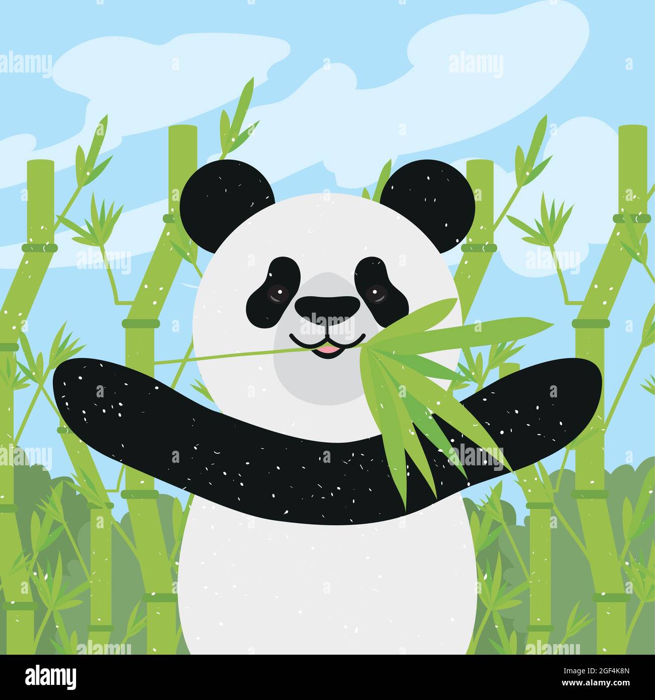 Dibujos animados oso panda de bambú Imagen Vector de stock - Alamy
