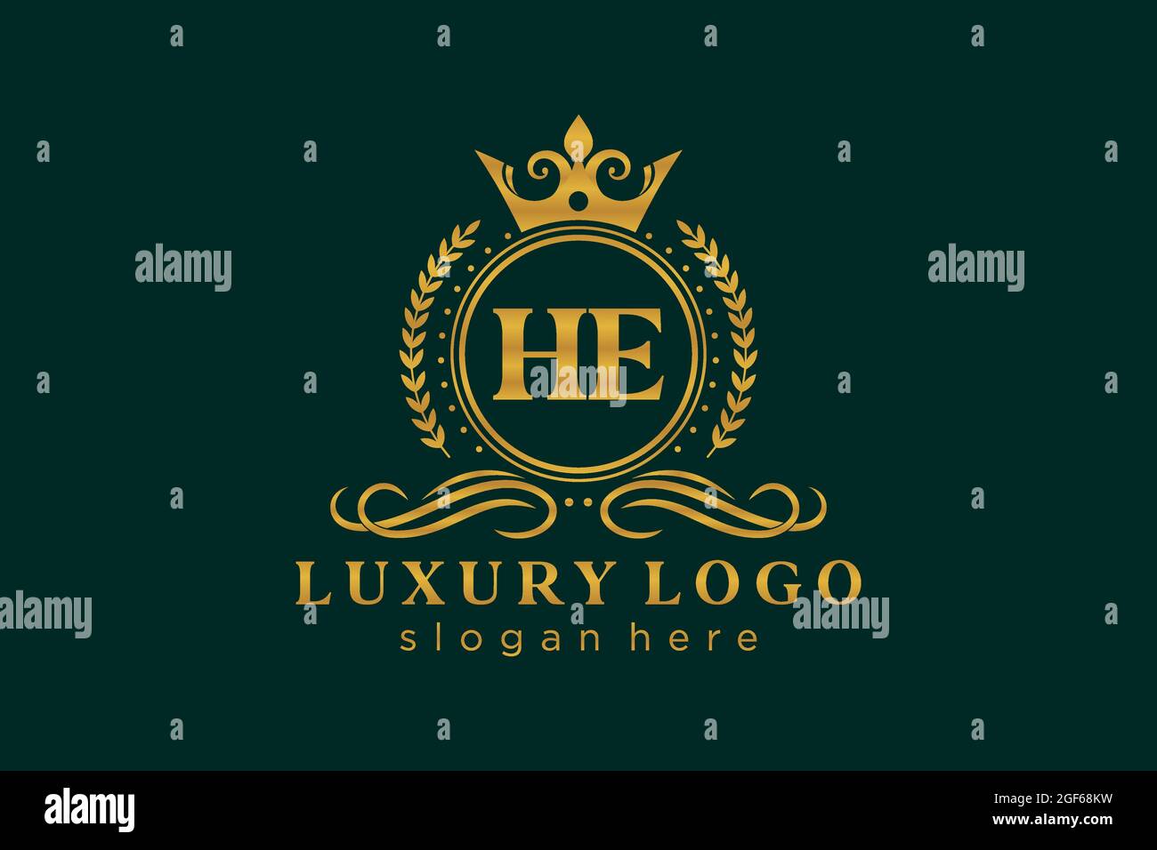 He Carta Real de lujo Logo plantilla en el arte vectorial para Restaurante, Royalty, Boutique, Café, Hotel, Heráldica, joyería, moda y otros vectores illustrr Ilustración del Vector