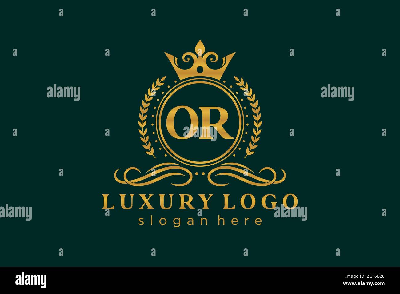 O Carta Real de lujo Logo en arte vectorial para Restaurante, Royalty, Boutique, Café, Hotel, Heráldica, joyería, moda y otros vectores illustrr Ilustración del Vector