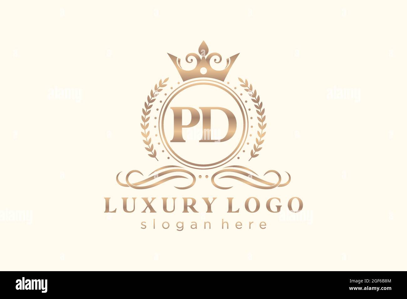 PD Carta Real de lujo Logo plantilla en arte vectorial para Restaurante, Royalty, Boutique, Café, Hotel, Heráldica, joyería, moda y otros vectores illustrr Ilustración del Vector