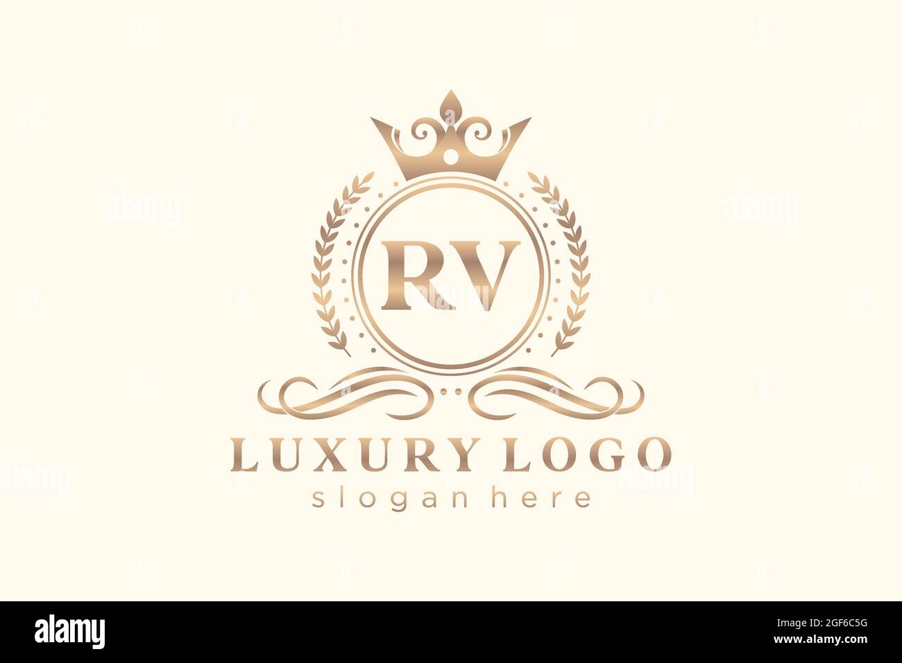 RV Carta Real de lujo Logo plantilla en el arte vectorial para Restaurante, Royalty, Boutique, Café, Hotel, Heráldica, joyería, moda y otros vectores illustrr Ilustración del Vector