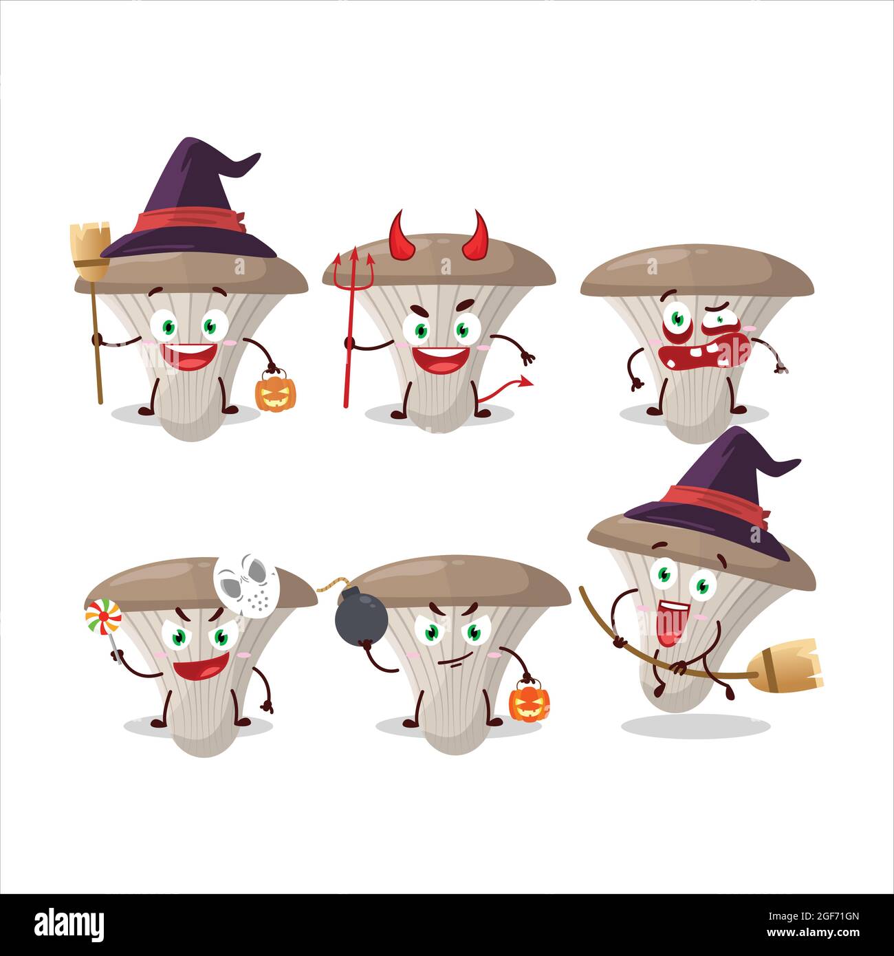 Emoticonos de expresión de Halloween con carácter de dibujos animados de  setas ostra. Ilustración vectorial Imagen Vector de stock - Alamy