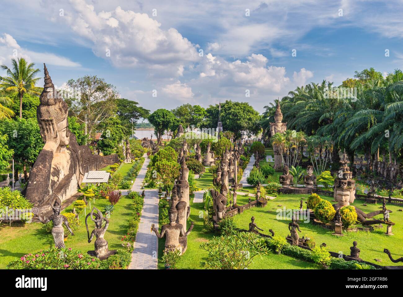 Vientiane Laos, estatua en el Parque Buda Xieng Khuan Foto de stock