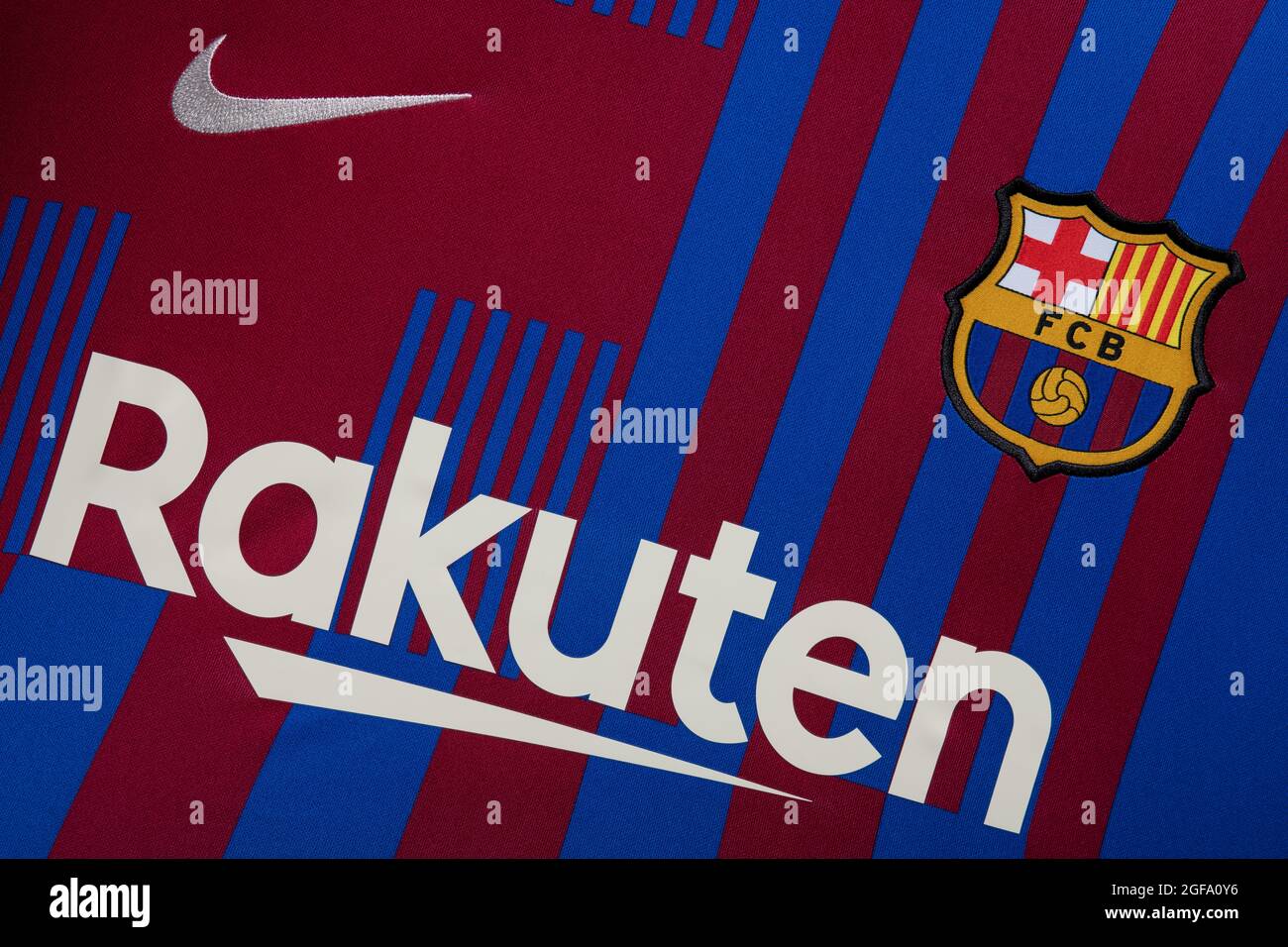 Primer plano del kit del FC Barcelona 2020/21. Foto de stock