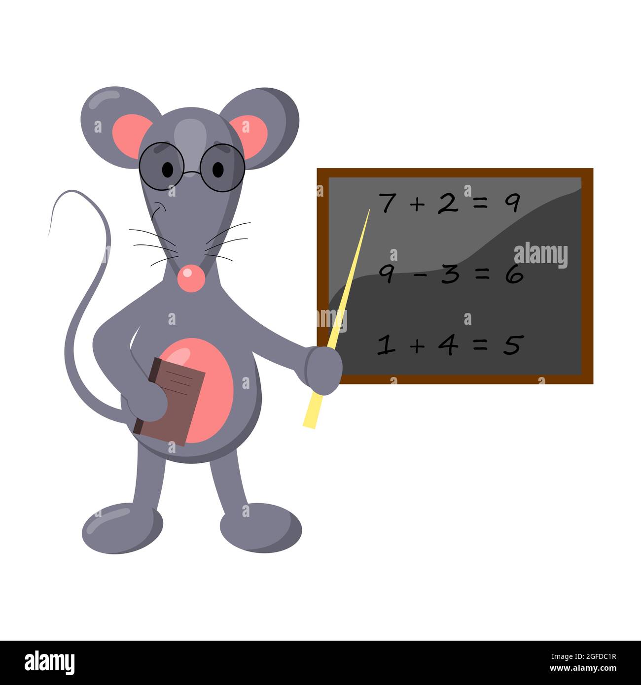 Ratón de dibujos animados en una trampa para ratones aislada sobre fondo  blanco