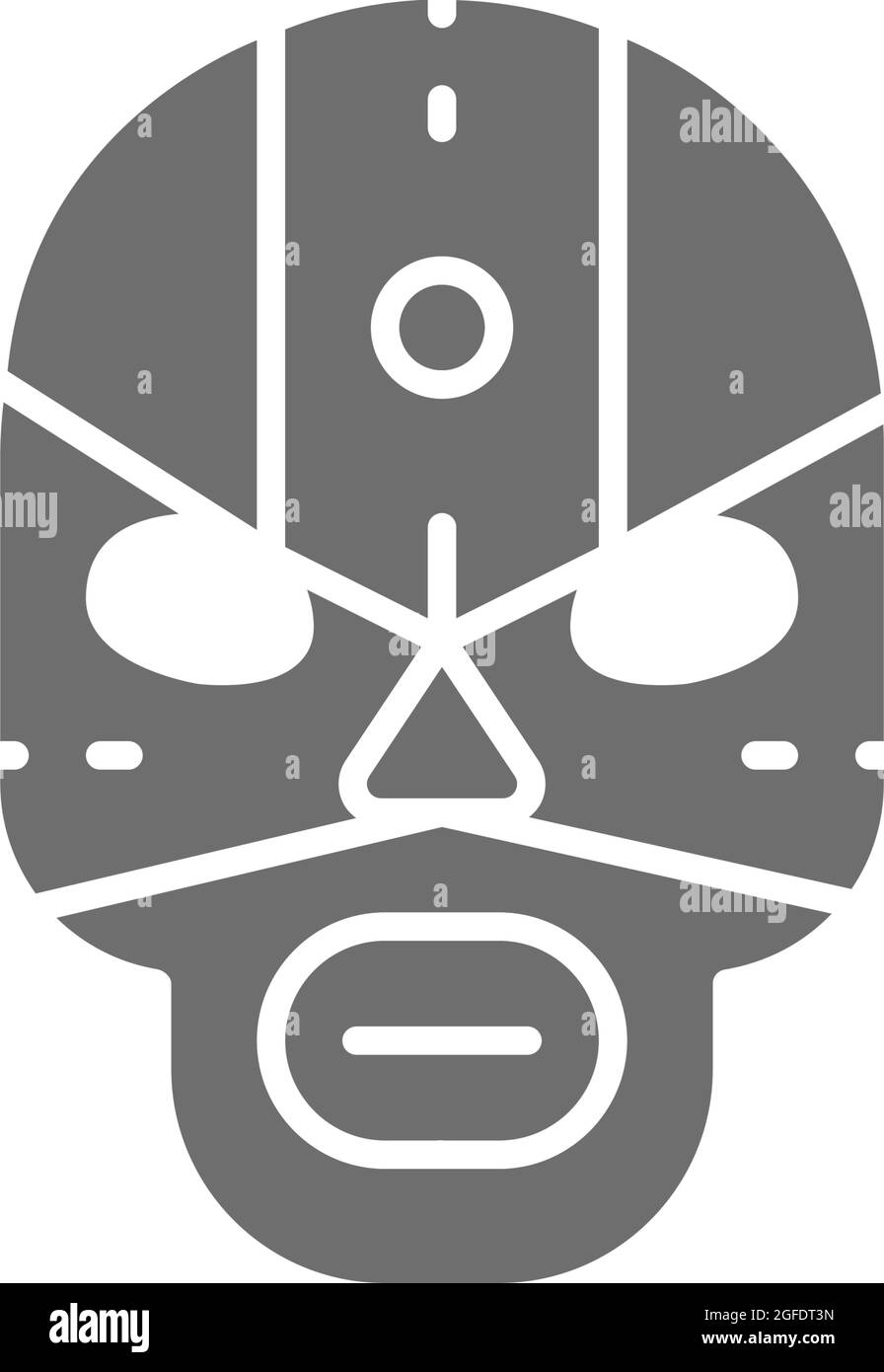 Máscara de combate vectorial mexicana, icono de luchador gris. Diseño