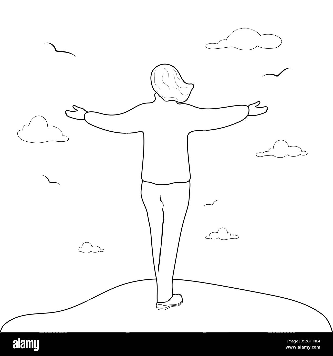 Niña estirando los brazos hacia adelante carácter vectorial de color semiplano Vector Premium #16 Niña estirando los brazos hacia adelante carácter vectorial de color semiplano Vector Premium