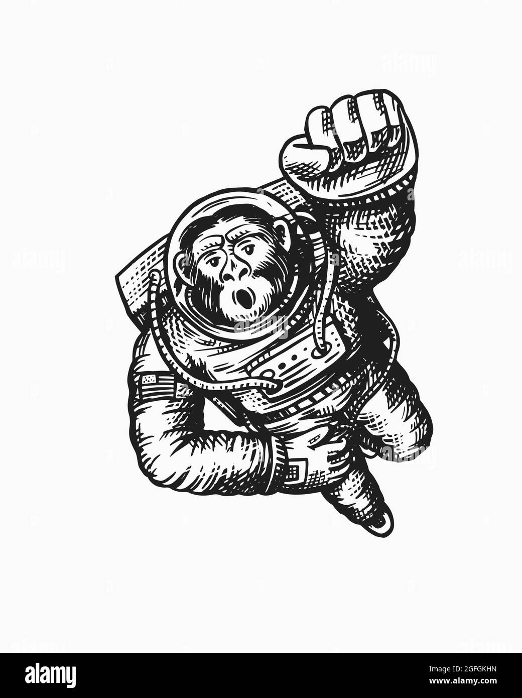El Astronauta Mono Es Un Símbolo De Ingenio, Aventura Y Coraje. Esta  Ilustración Representa La Búsqueda De Un Simio Para Explorar La Frontera  Final, Trascendiendo Los Límites De Lo Que Se Creía