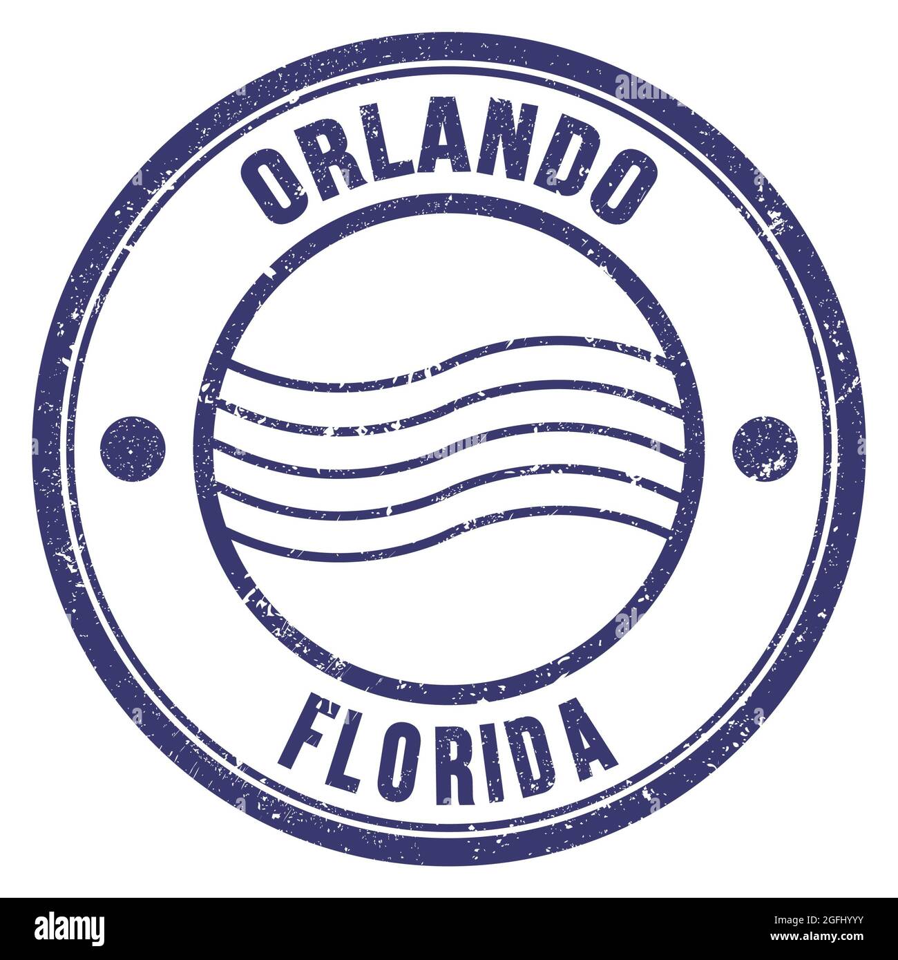 ORLANDO - FLORIDA, palabras escritas en sello postal redondo azul  Fotografía de stock - Alamy