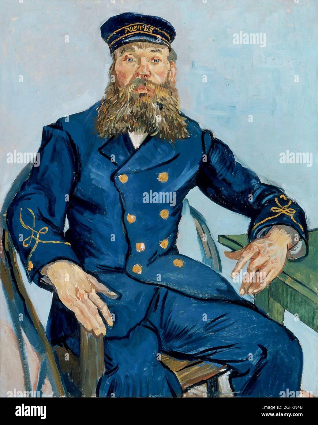 Vincent van Gogh – Retrato del Postman Joseph Roulin (1888) Pintura famosa. Foto de stock