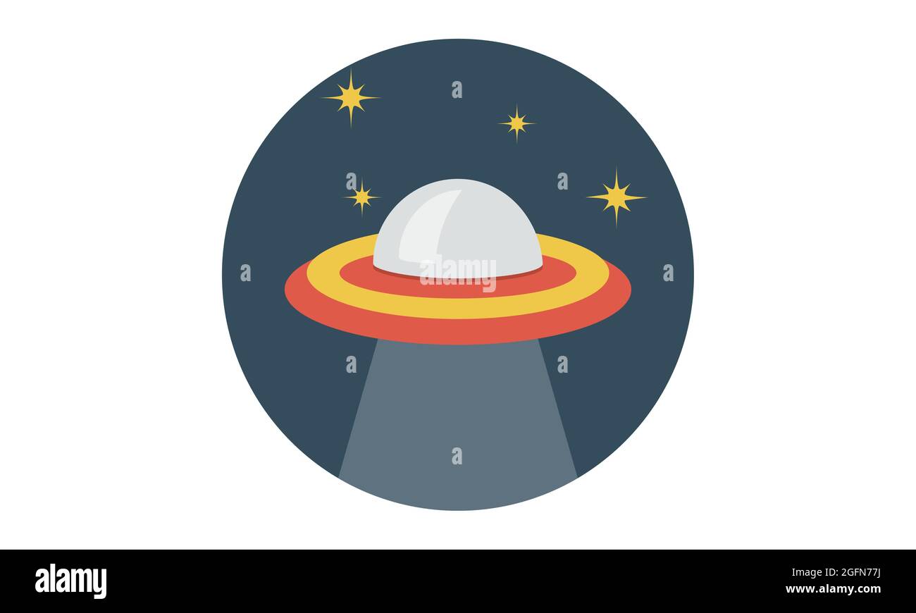 Simple icono ovni nave espacial símbolo alienígena y signo de vector ilustración. Ilustración del Vector