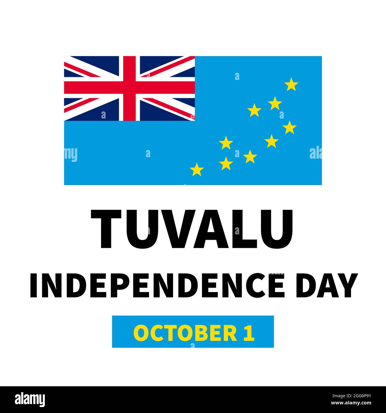 Inscripción en el Día de la Independencia de Tuvalu. Fiesta nacional se