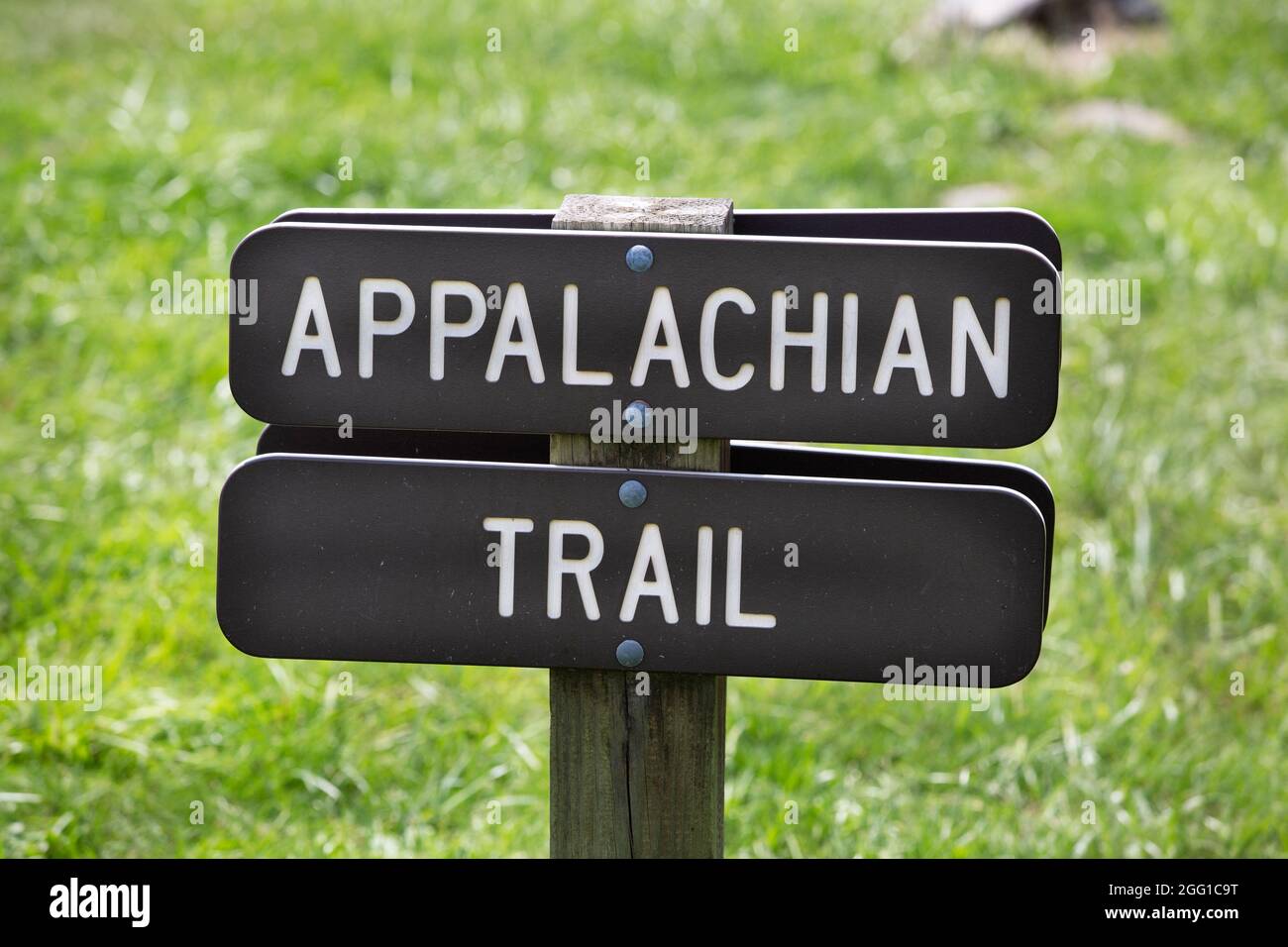 Cartel de Appalachian Trail en Mount Rogers en Virginia Foto de stock
