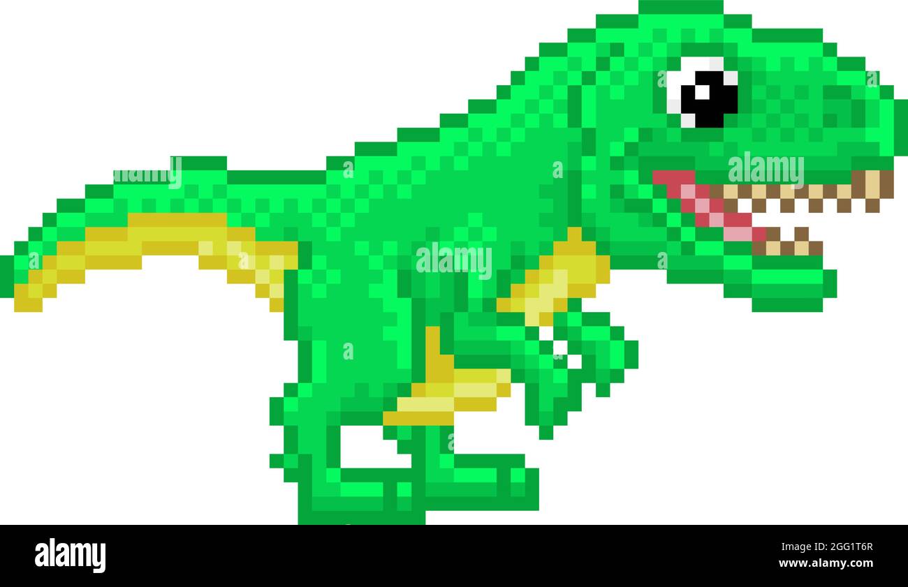 T Rex Pixel Art Dinosaur Video Juego de dibujos animados Imagen Vector de  stock - Alamy