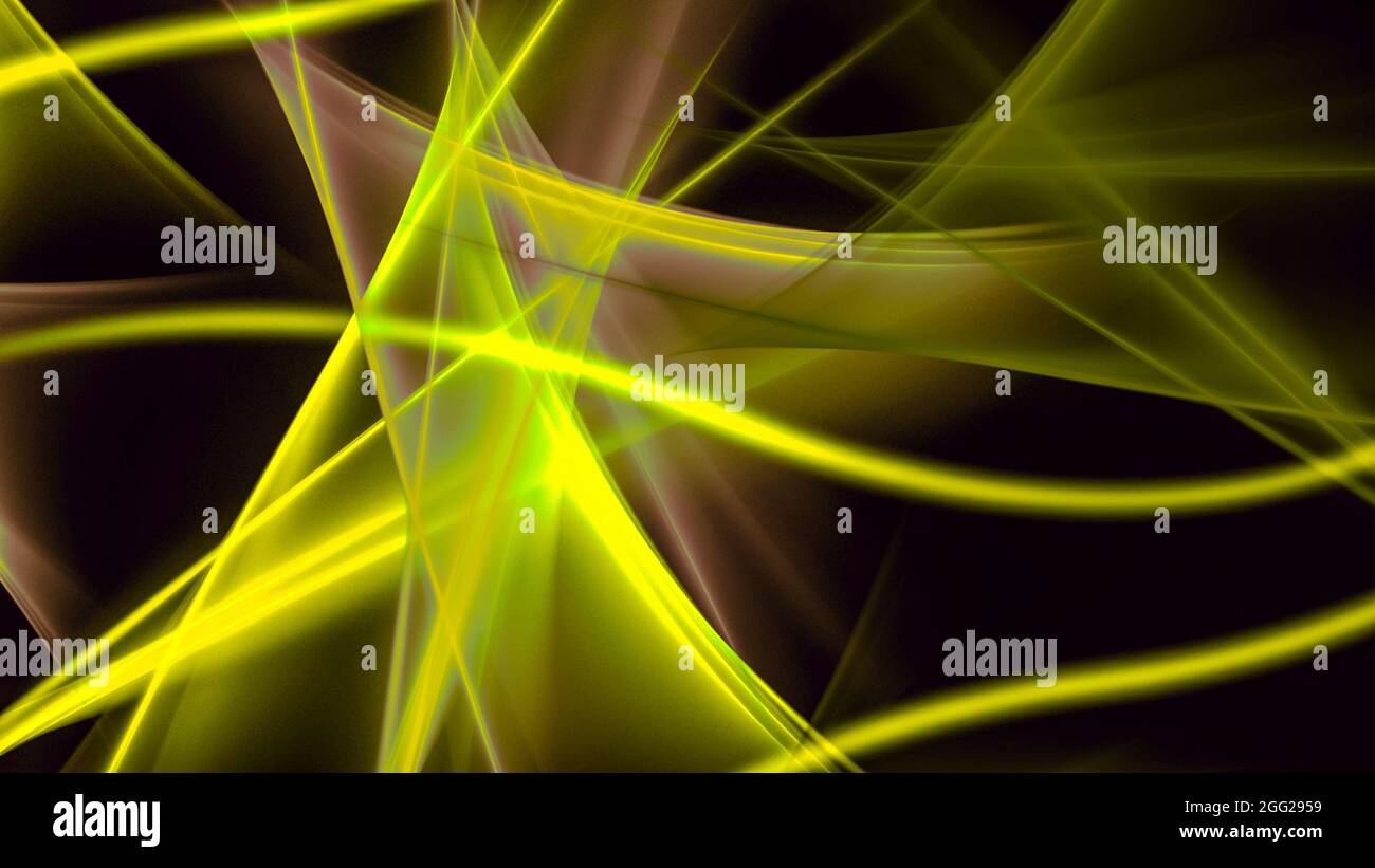 Resumen fondo 4K amarillo oro claro negro neón oscuro olas y líneas de humo  Fotografía de stock - Alamy