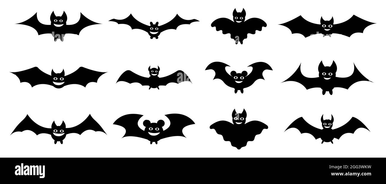 Colección de murciélagos. Silueta en estilo de dibujos animados. Traje de  murciélago y vampiro para Halloween. Ilustración vectorial Imagen Vector de  stock - Alamy