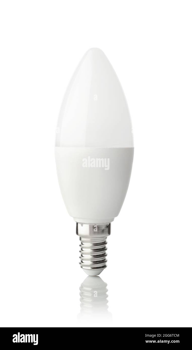 Lámpara LED económica para iluminación aislada en blanco. Foto de stock