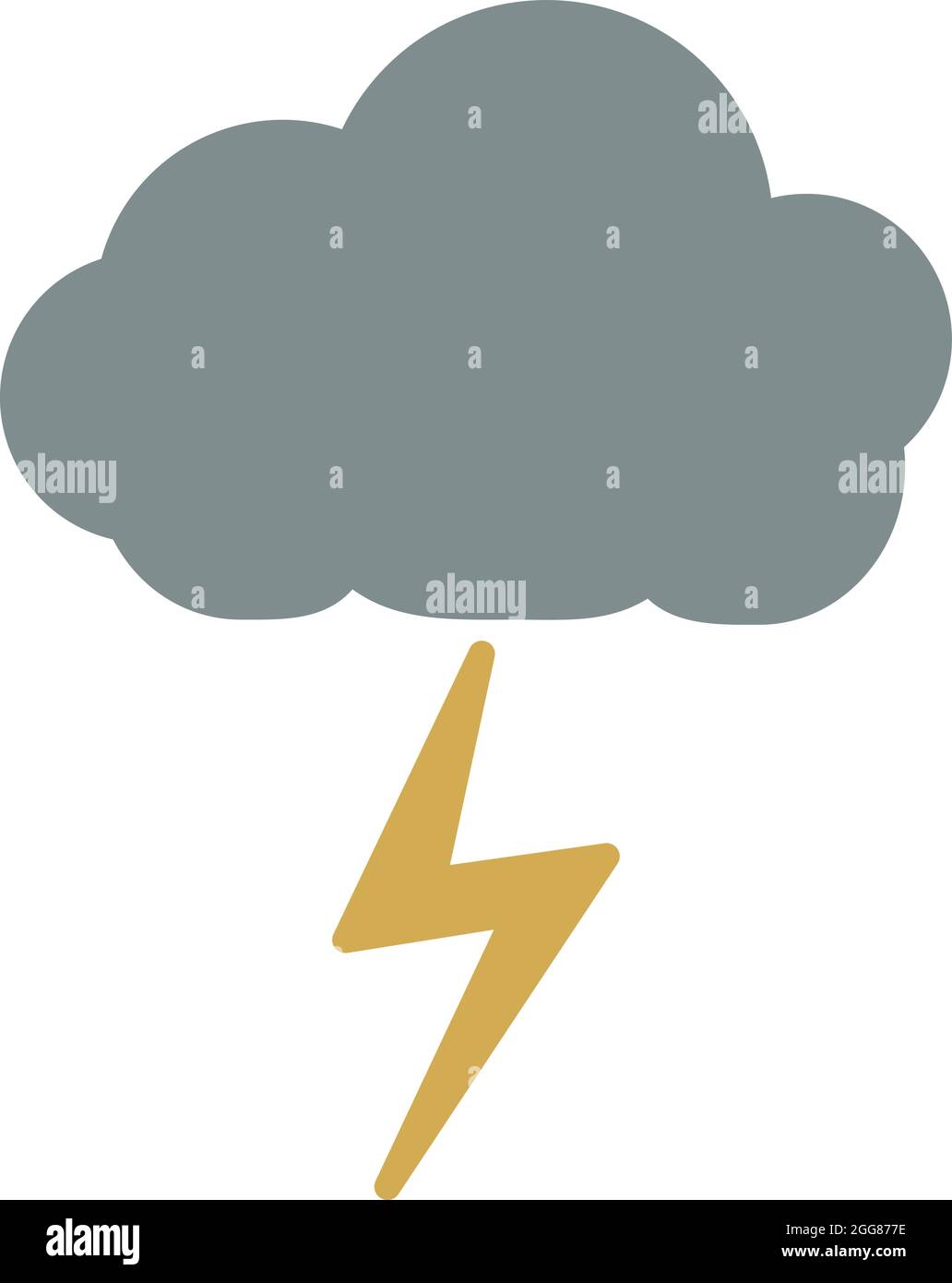 Nube gris con relámpagos, ilustración, sobre fondo blanco. Ilustración del Vector