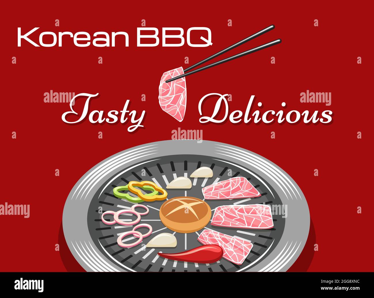 Barbacoa Corean Grill Ilustración del Vector