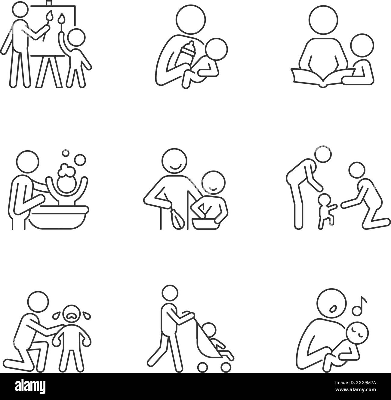 Conjunto de iconos lineales de paternidad responsable Imagen Vector de stock - Alamy