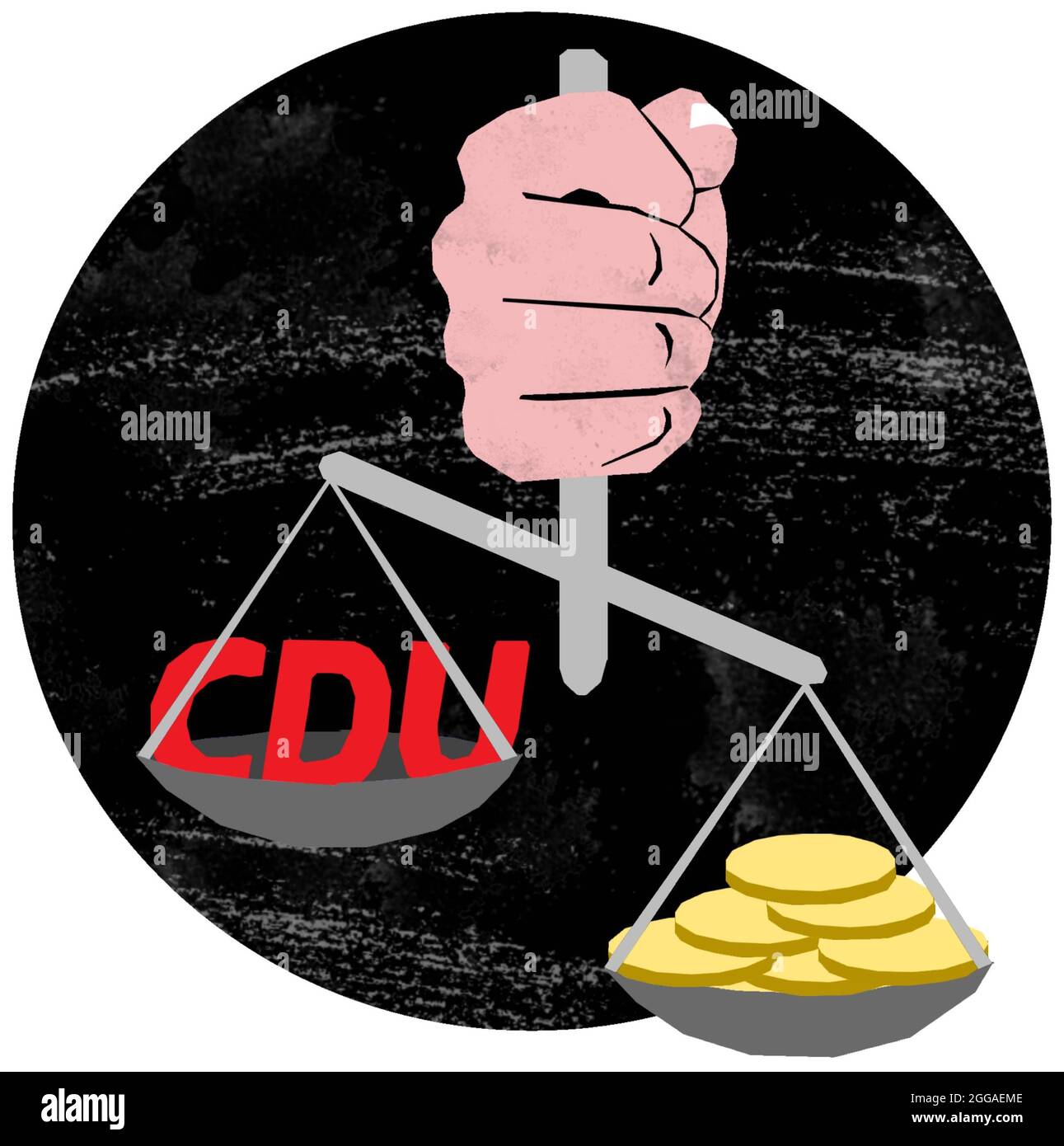 Corrupción en los miembros políticos del partido CDU, dinero sobre valores, codicia sobre moralidad, buyability, egoísmo Foto de stock