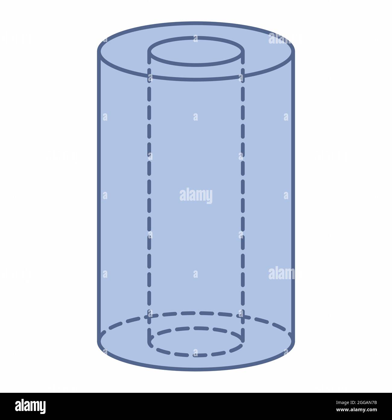 Forma geométrica del cilindro hueco aislada sobre fondo blanco Imagen  Vector de stock - Alamy