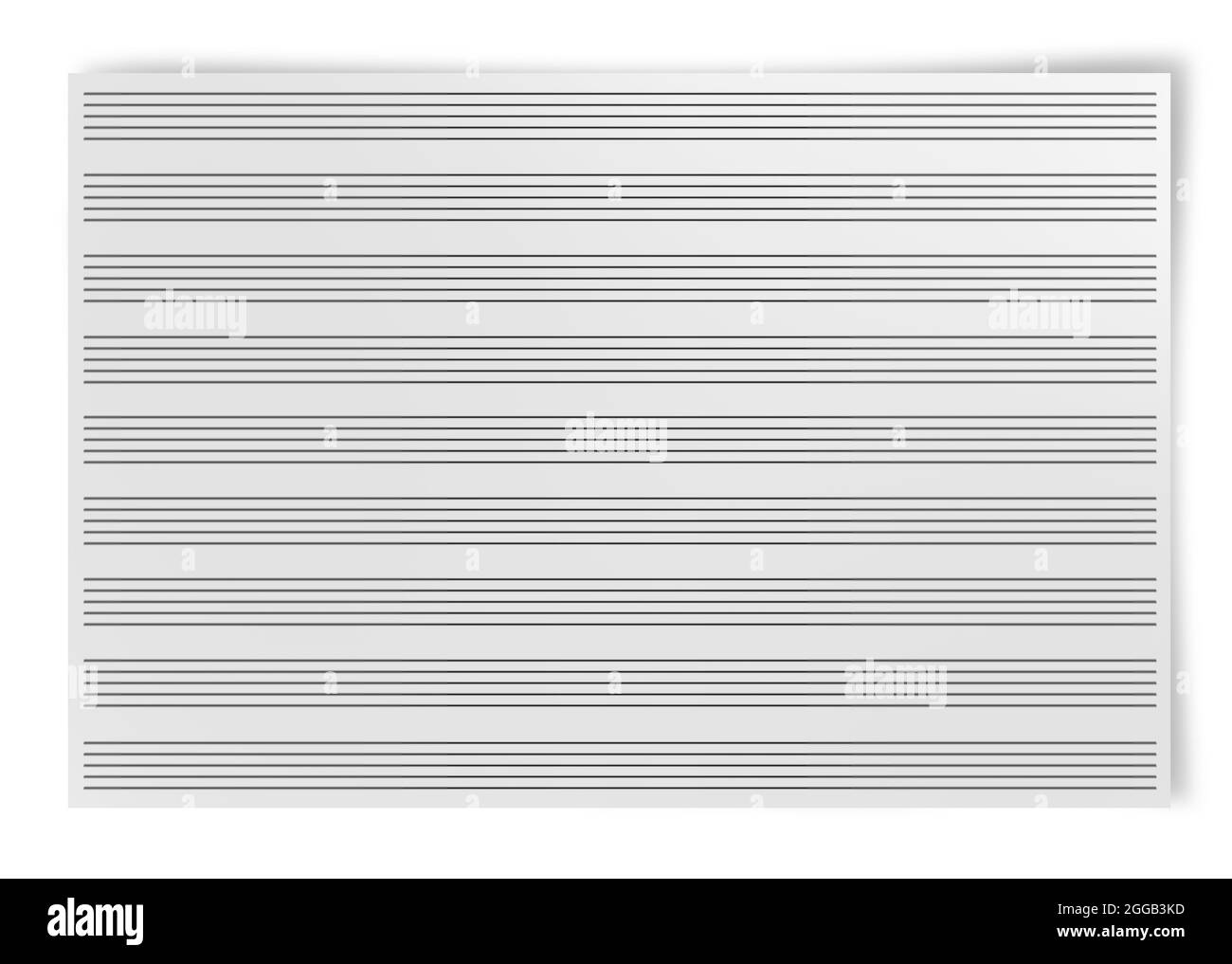 Hoja de música en blanco aislada sobre fondo blanco Fotografía de stock -  Alamy