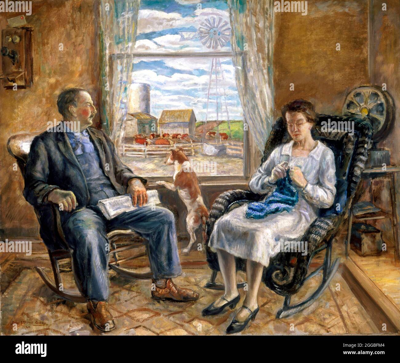 Los viejos Folks (Madre y Padre) por John Steuart Curry (1897-1946), óleo sobre lienzo, 1929 Foto de stock