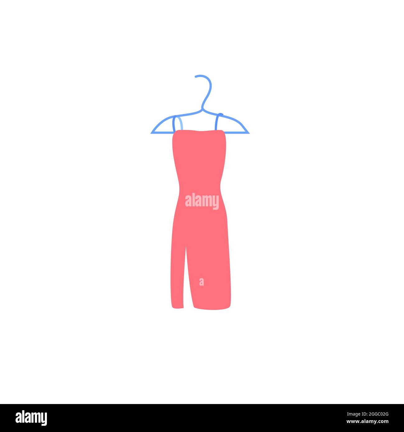 Dibujo animado plano vestido de moda en percha de ropa, moda de compras  vector ilustración concepto Imagen Vector de stock - Alamy