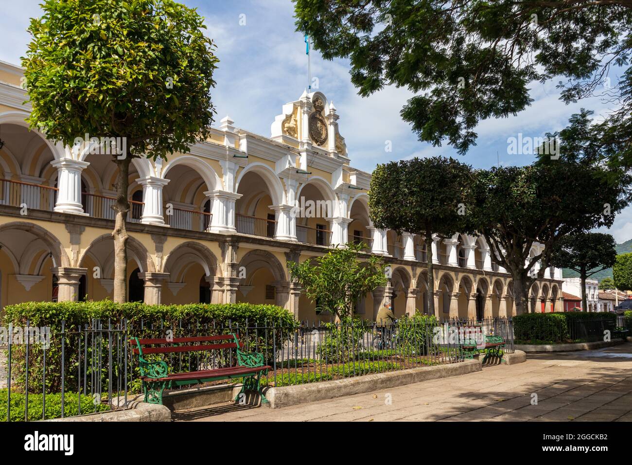 antigua guatemala plaza central, palacio de los capitanes Foto de stock