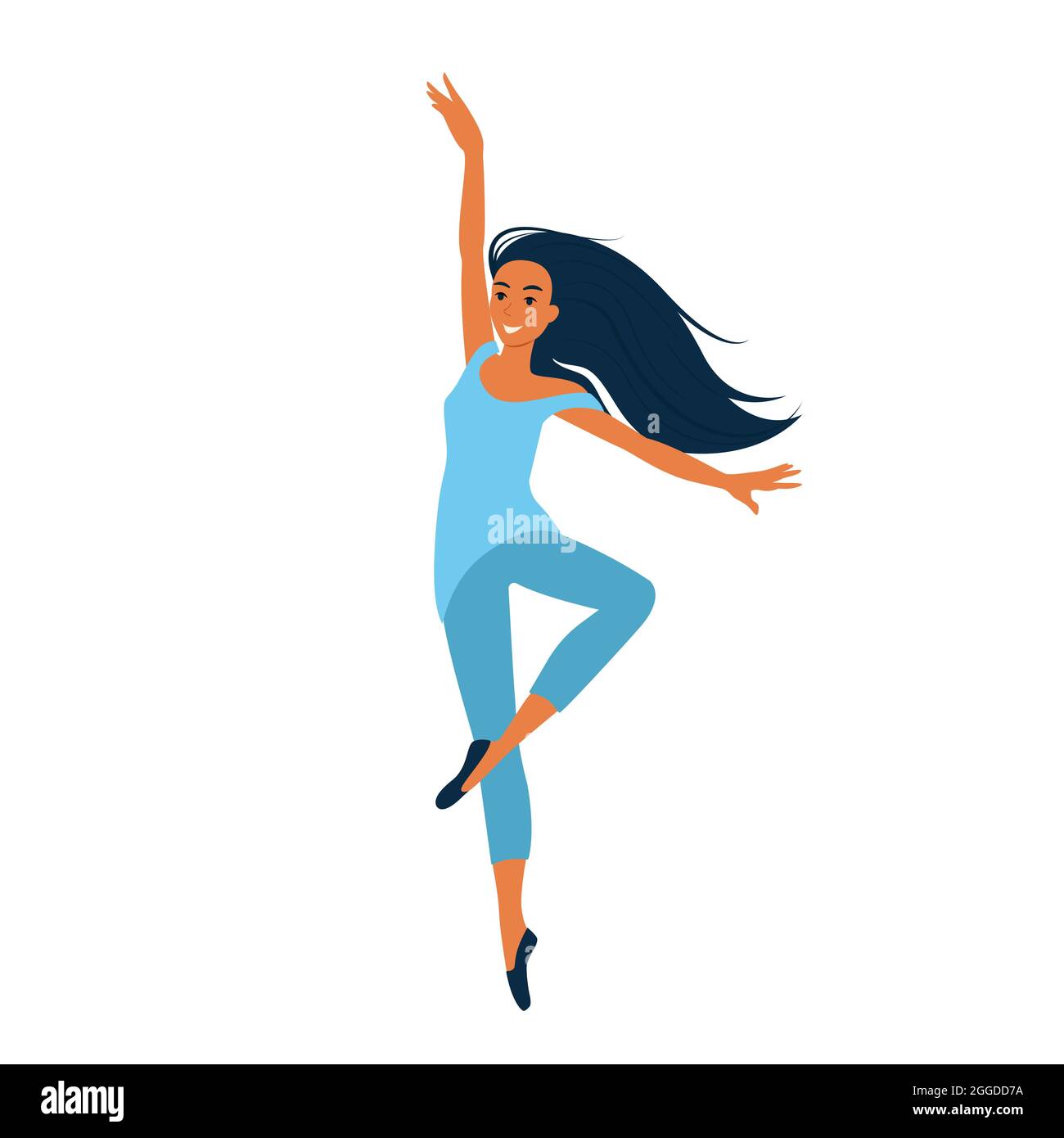 Niña bailando danza moderna, bailarina en pose agraciada, carácter femenino  en estilo de dibujos animados, ilustración vectorial, aislar Imagen Vector  de stock - Alamy